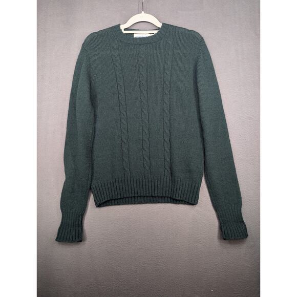 Vintage Susan Bristol Sweater Size 38 Green 100% Shetland Wool Cable Knit - Picture 1 of 7